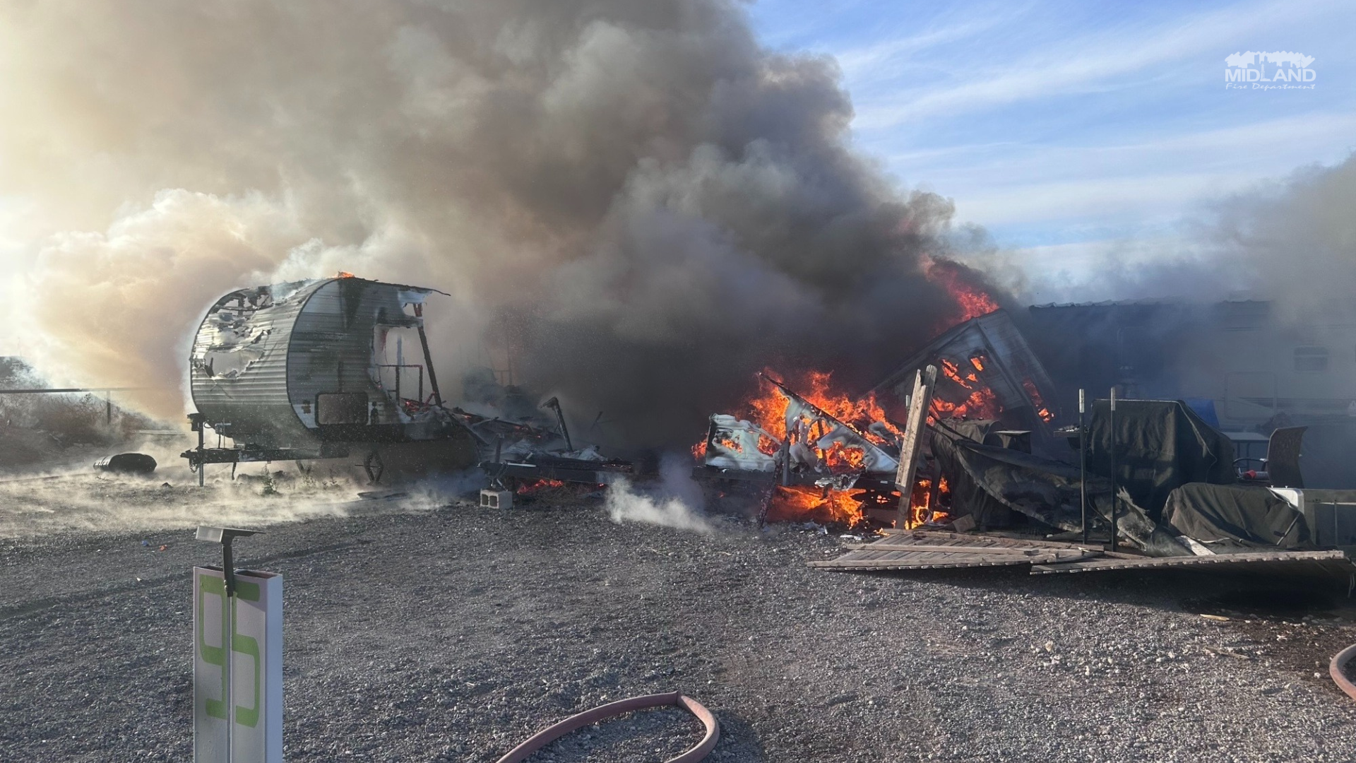 RV fire breaks out in south Midland County