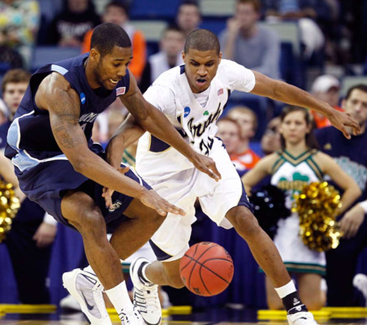 Notre Dame's Carleton Scott (right), a 6-foot-8 forward from Madison, averaged 5.0 points and 4.6 rebounds last season.