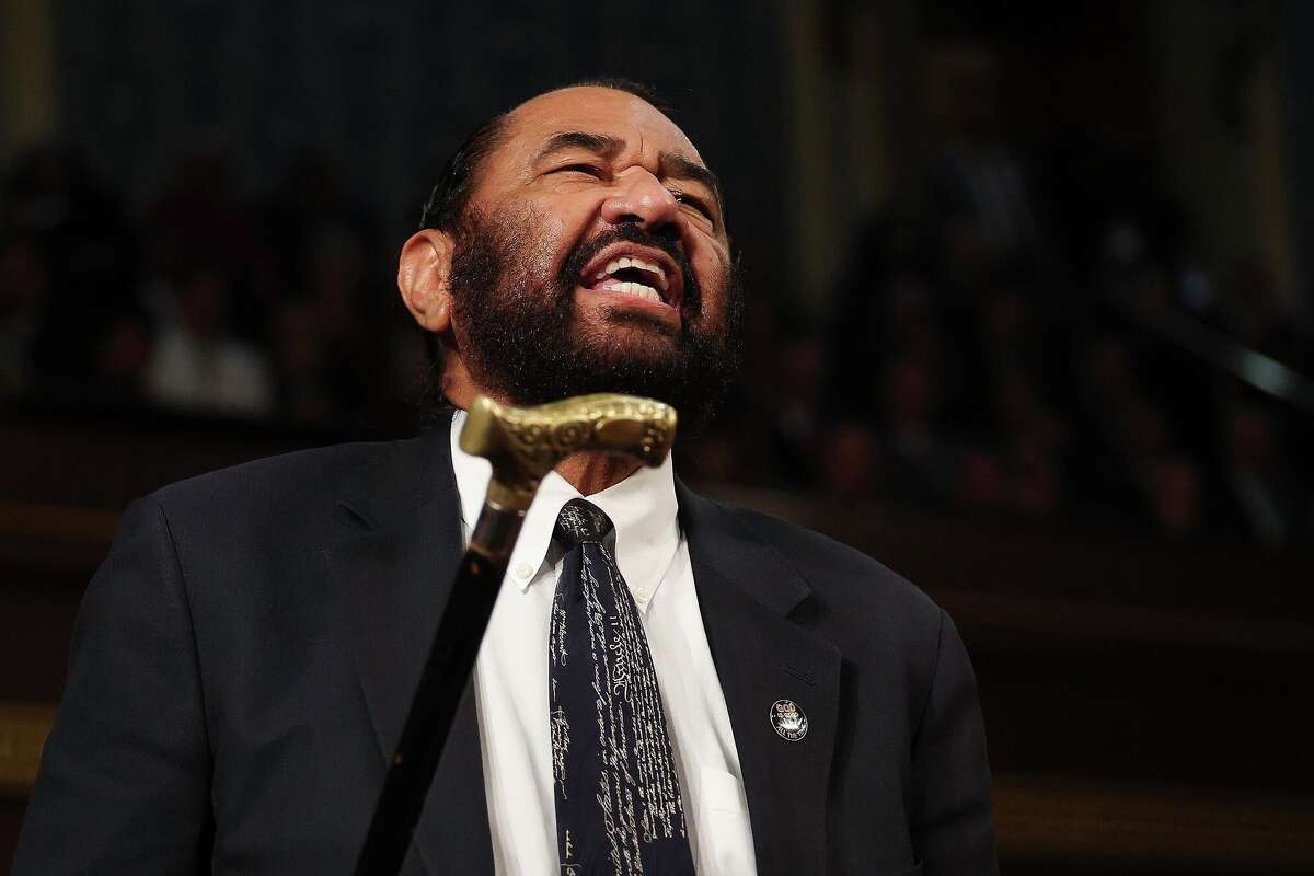 Rep. Al Green (D-TX) shouts out as President Donald Trump addresses a joint session of Congress at the U.S. Capitol on Tuesday, March 4, 2025, in Washington, D.C. (Win McNamee/Getty Images/TNS)