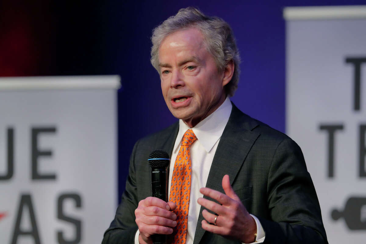 Republican Don Huffines speaks during a Texas gubernatorial debate in 2022.