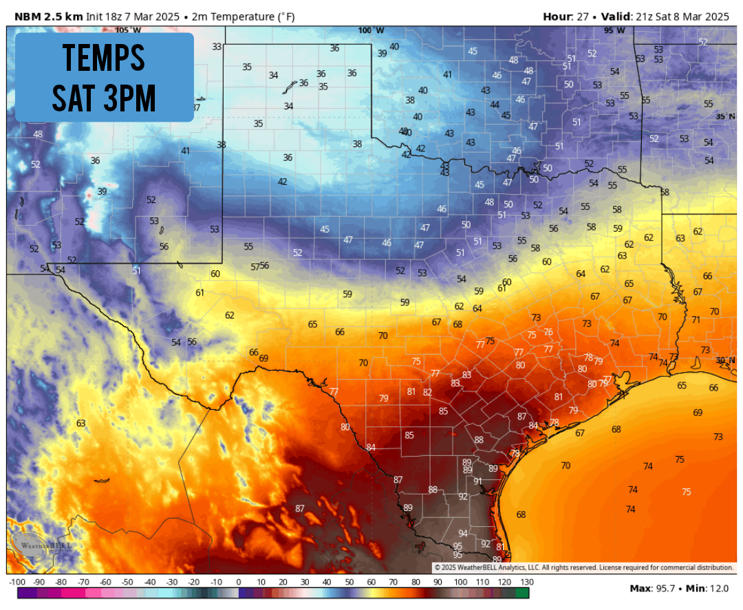Snow, severe storms and 90-degree heat? Texas sees it all today.