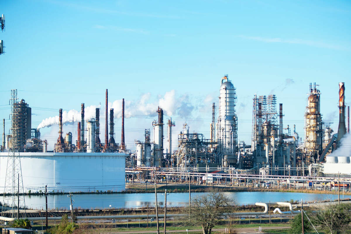 Exxon Mobil's Baytown Refinery where four people were hurt in an overnight explosion, Thursday, Dec. 23, 2021, in Baytown. 