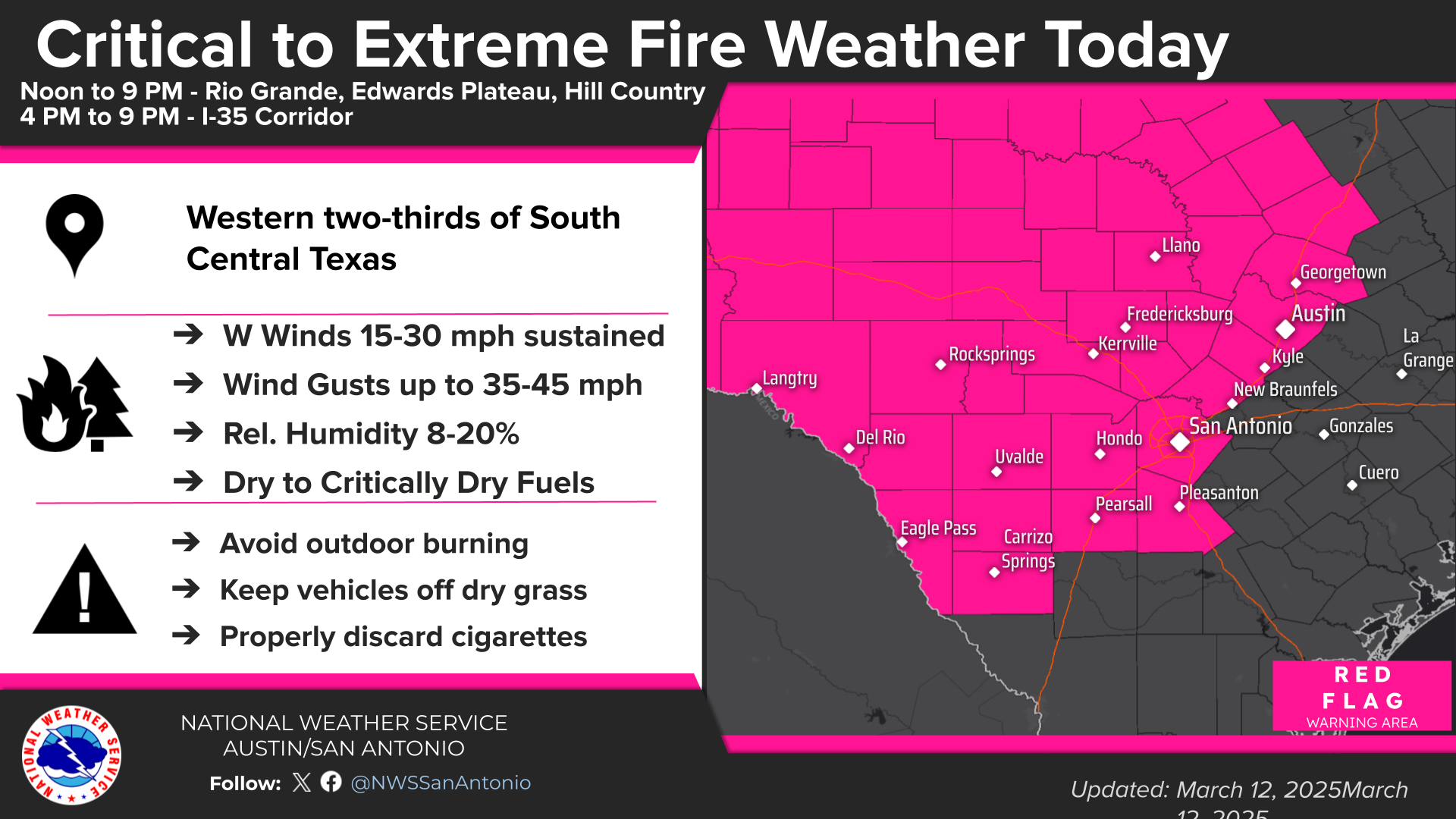 Wildfire threat puts San Antonio, Hill Country under red flag warning