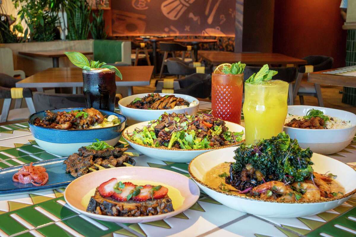 A variety of West African inspired dishes are served at Chopn Blok in Houston, Monday, March 24, 2025.