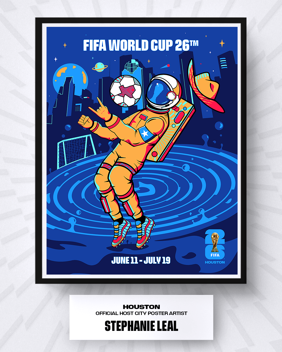FIFA 월드컵 2026 호스트 시티 포스터 : 우주 비행사, 카우보이, 랍스터