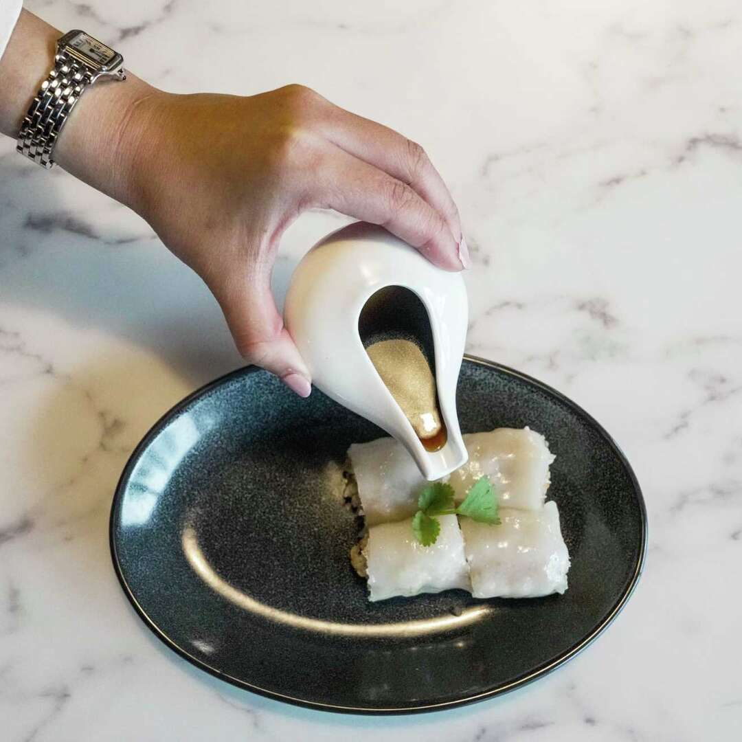 Crispy Shrimp Cheung Fun from Silk Road, a new dim sum restaurant inside a Courtyard Marriott hotel is photographed on Friday, March 28, 2025 in Houston.