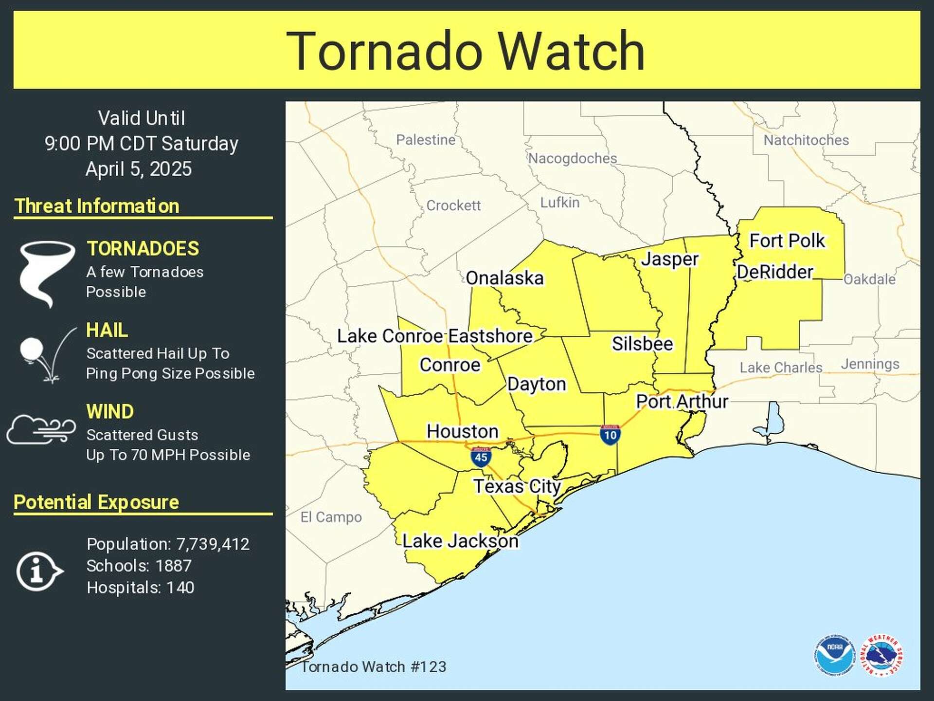 Tornado watch issued for Southeast Texas, including Houston