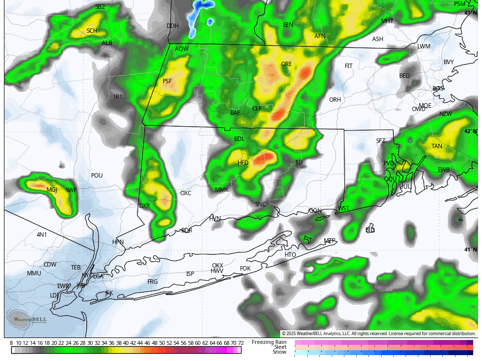 Scattered showers and thunderstorms are in CT's forecast Tuesday