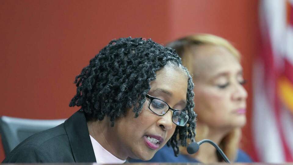FBISD trustee Sonya Jones during a meeting in Sugar Land on Monday, April 14, 2025.