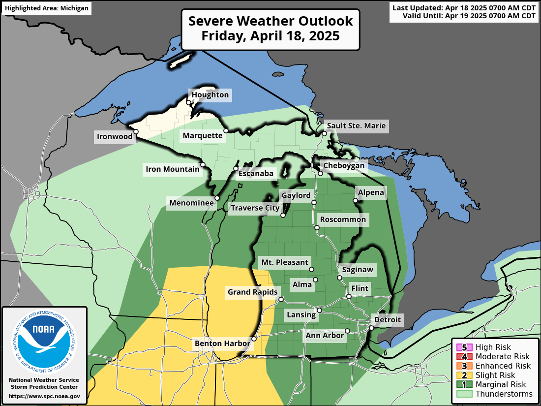 Scattered severe weather remains possible in Michigan this evening