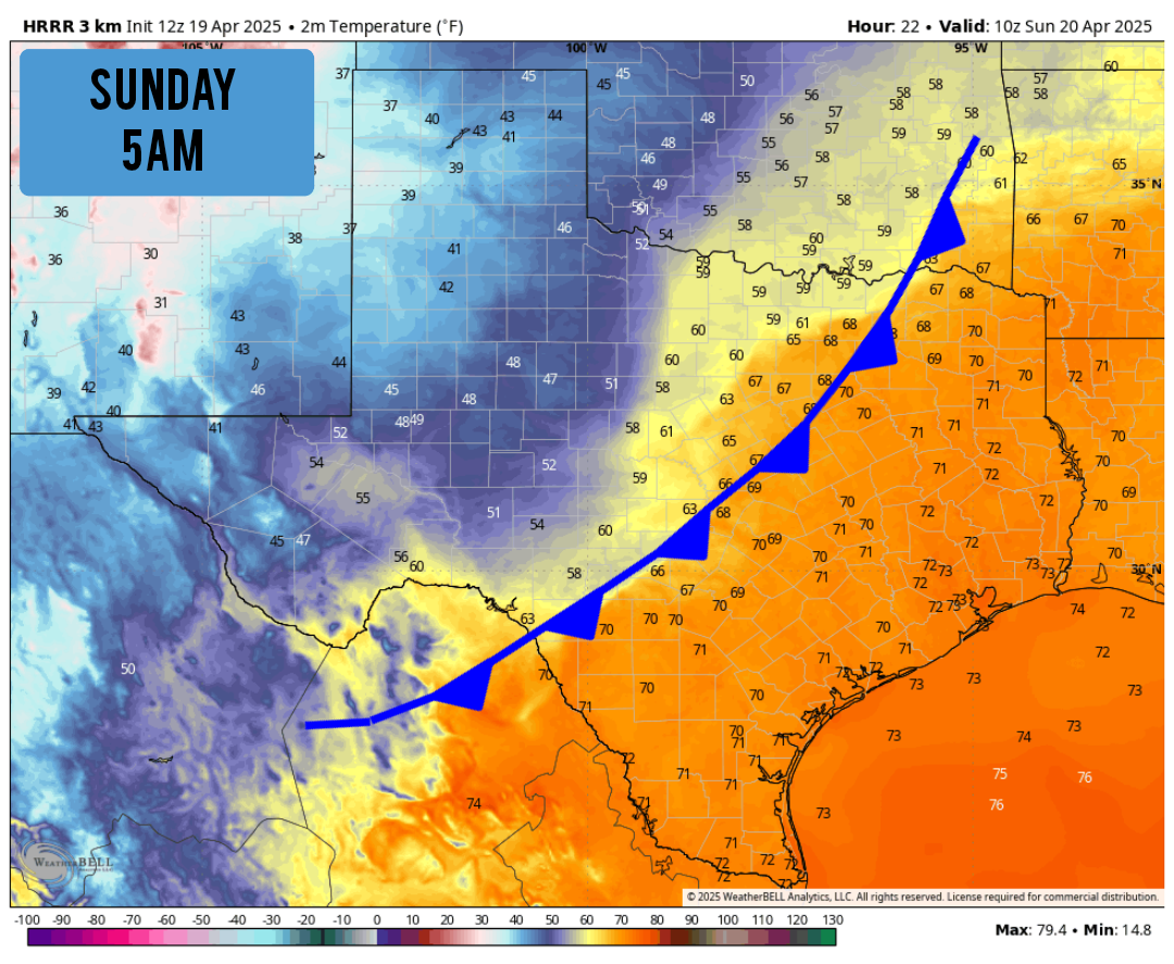 Cold front aiming at South Texas Sunday. Here’s what to expect.