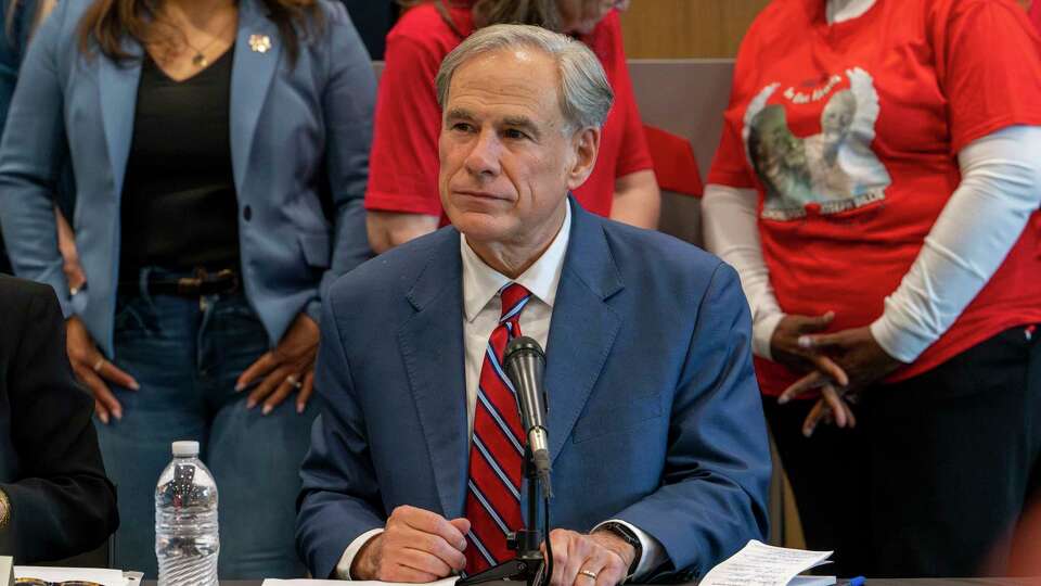 Governor Greg Abbott comments on legislation aimed at reducing violent crime during a press conference in Houston, Wednesday, April 30, 2025.