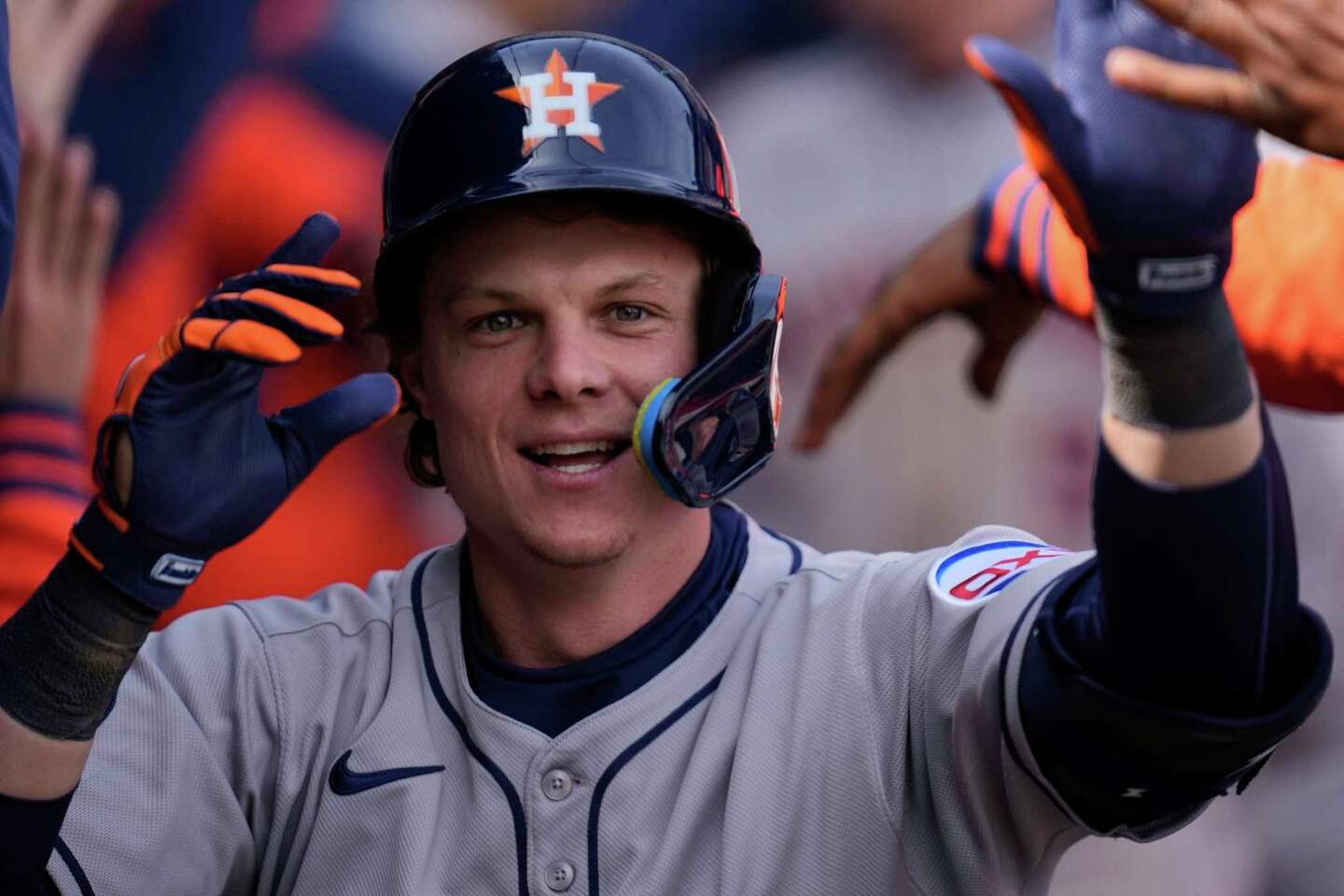 Houston Astros’ Jake Meyers enjoys a career day