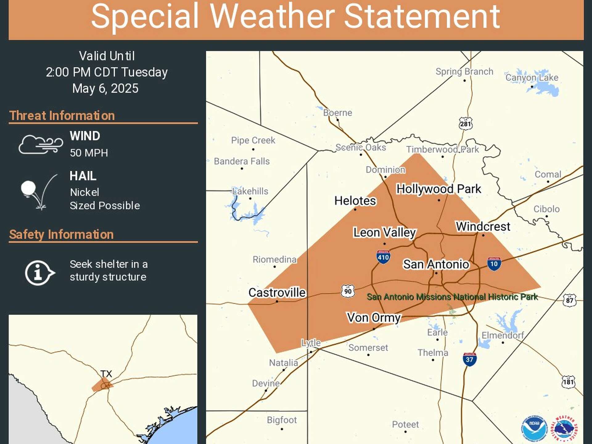 San Antonio severe thunderstorm warning has been canceled