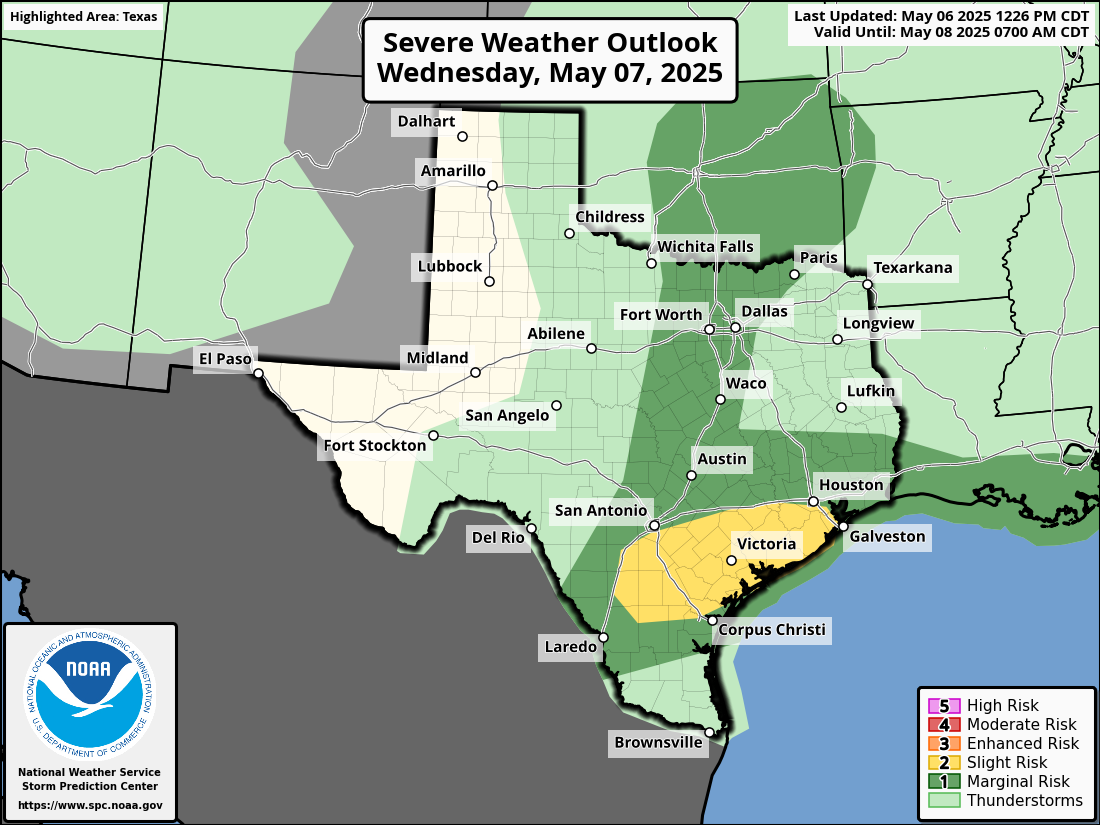 Parts of South Texas may see strong storms Wednesday. Here’s where.