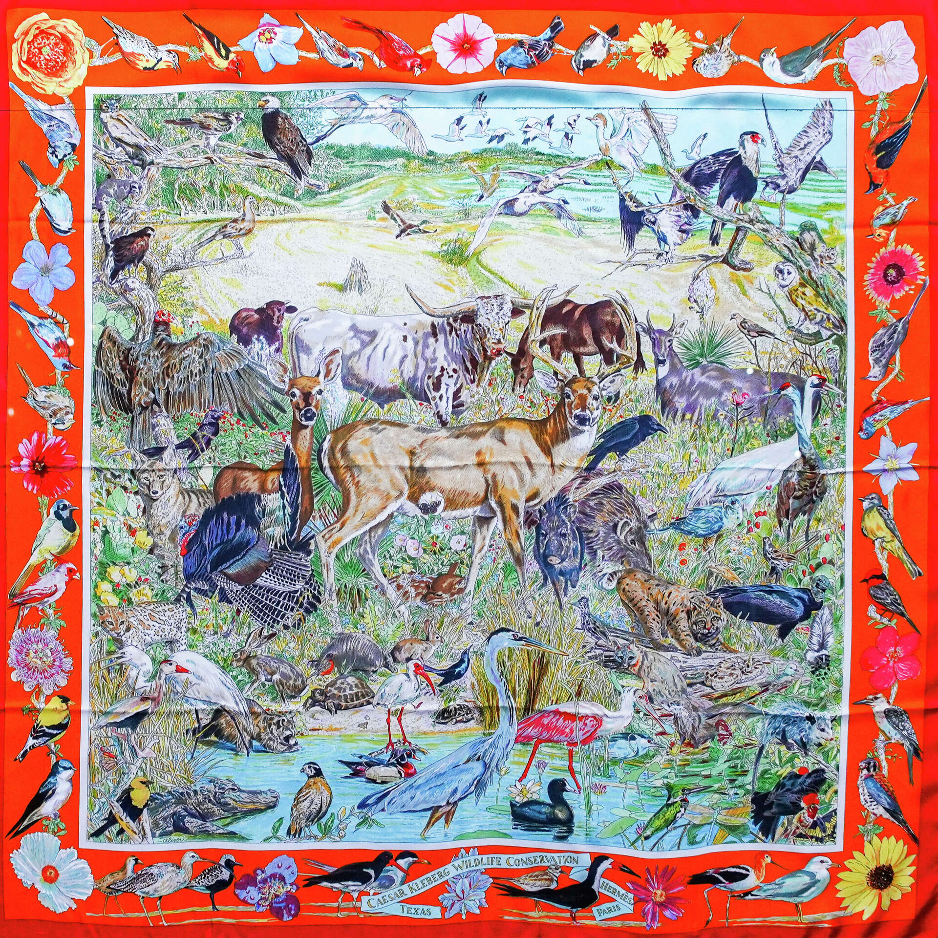 HERMES エルメス スカーフ　カーミット・オリヴァー作品 Hermes Silk Scarf Carré 90 TSITSIKA Kermit Oliver Multicolor Blue