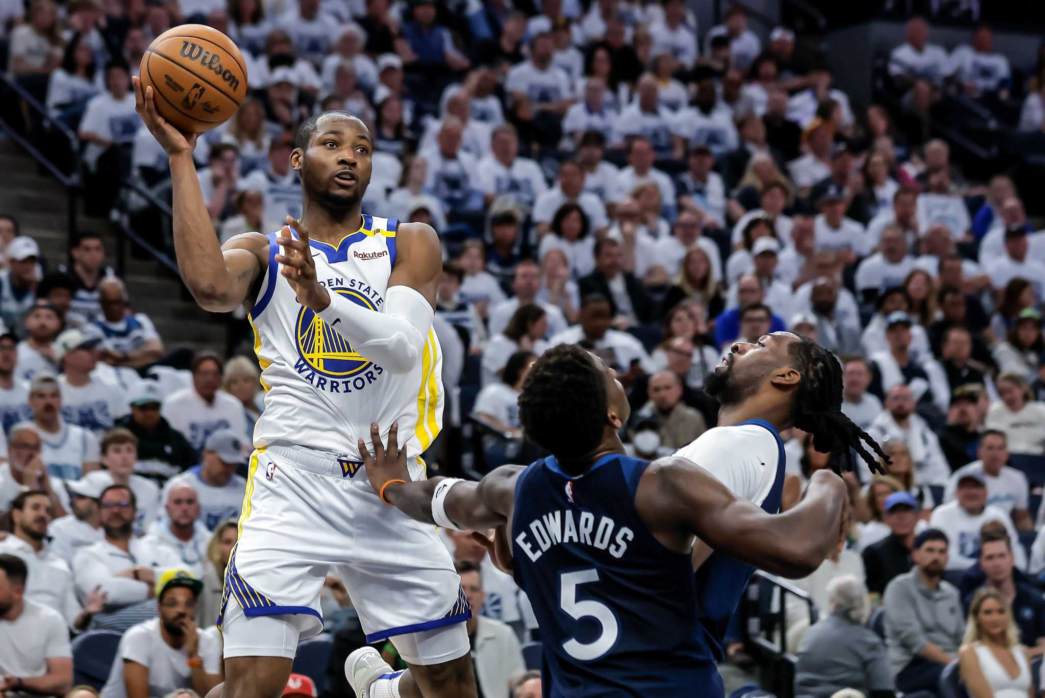 Jonathan Kuminga breaks out but Warriors blown out in Game 2 by Wolves