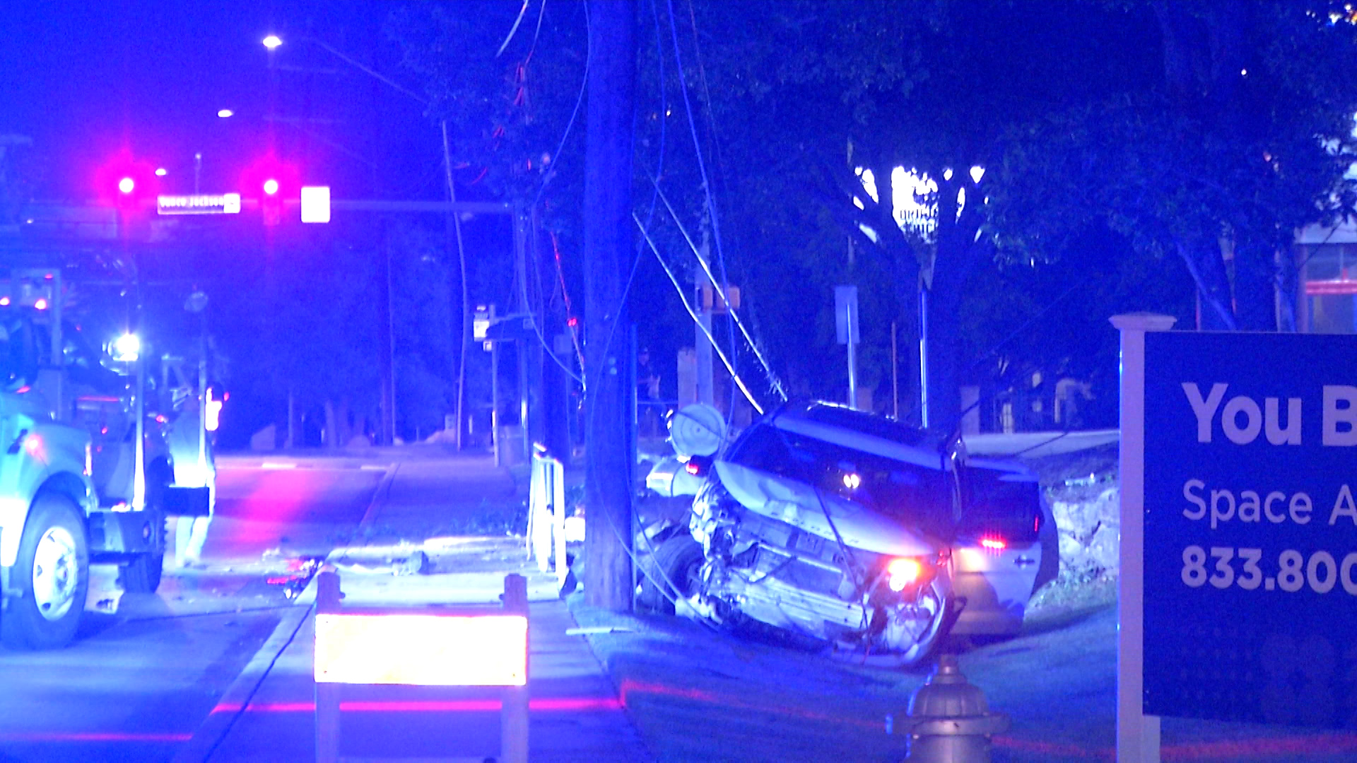 Woman falls asleep crashes into telephone pole in San Antonio