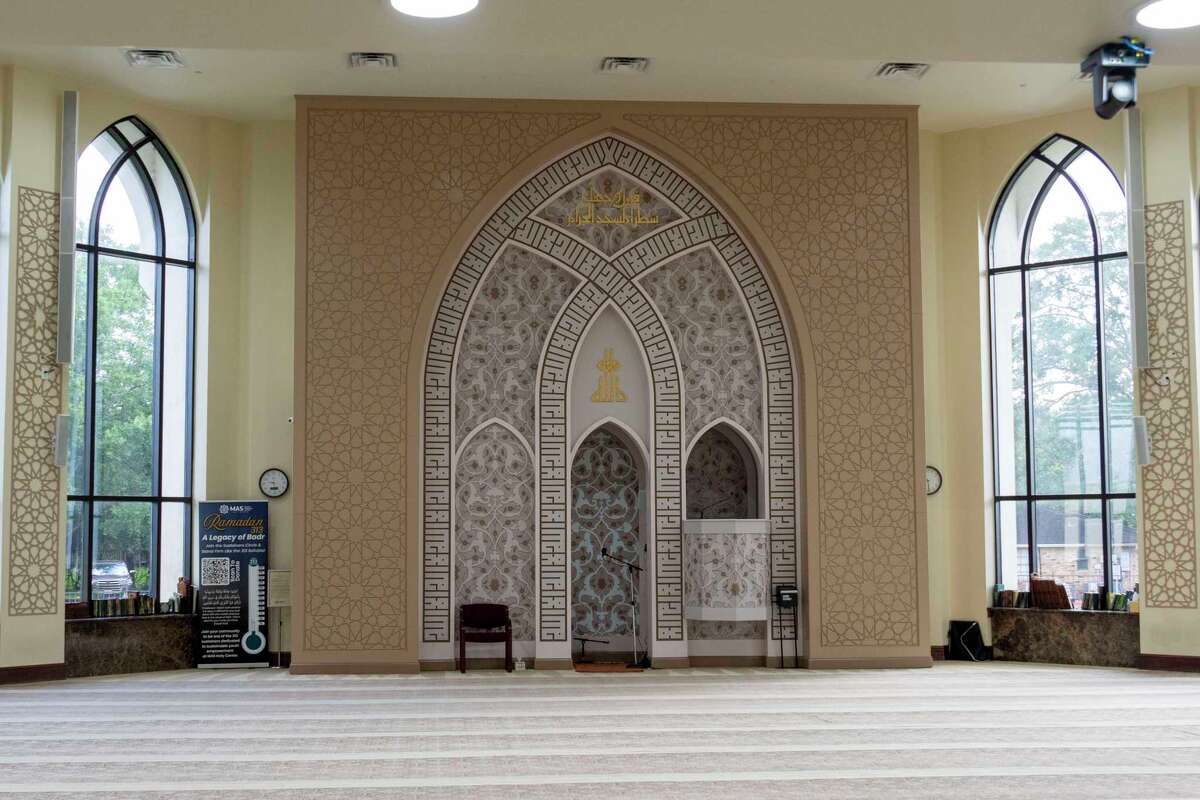 The interior of the Muslim American Society (MAS) Mosque is seen adjacent to Houston Quran Academy in Houston, Friday, May 9, 2025.