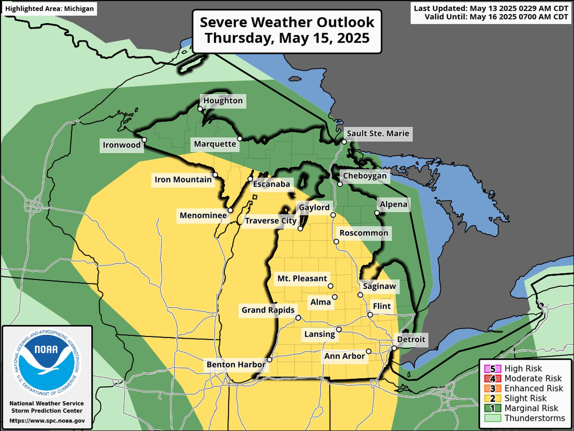 Severe weather possible in Michigan on Thursday evening