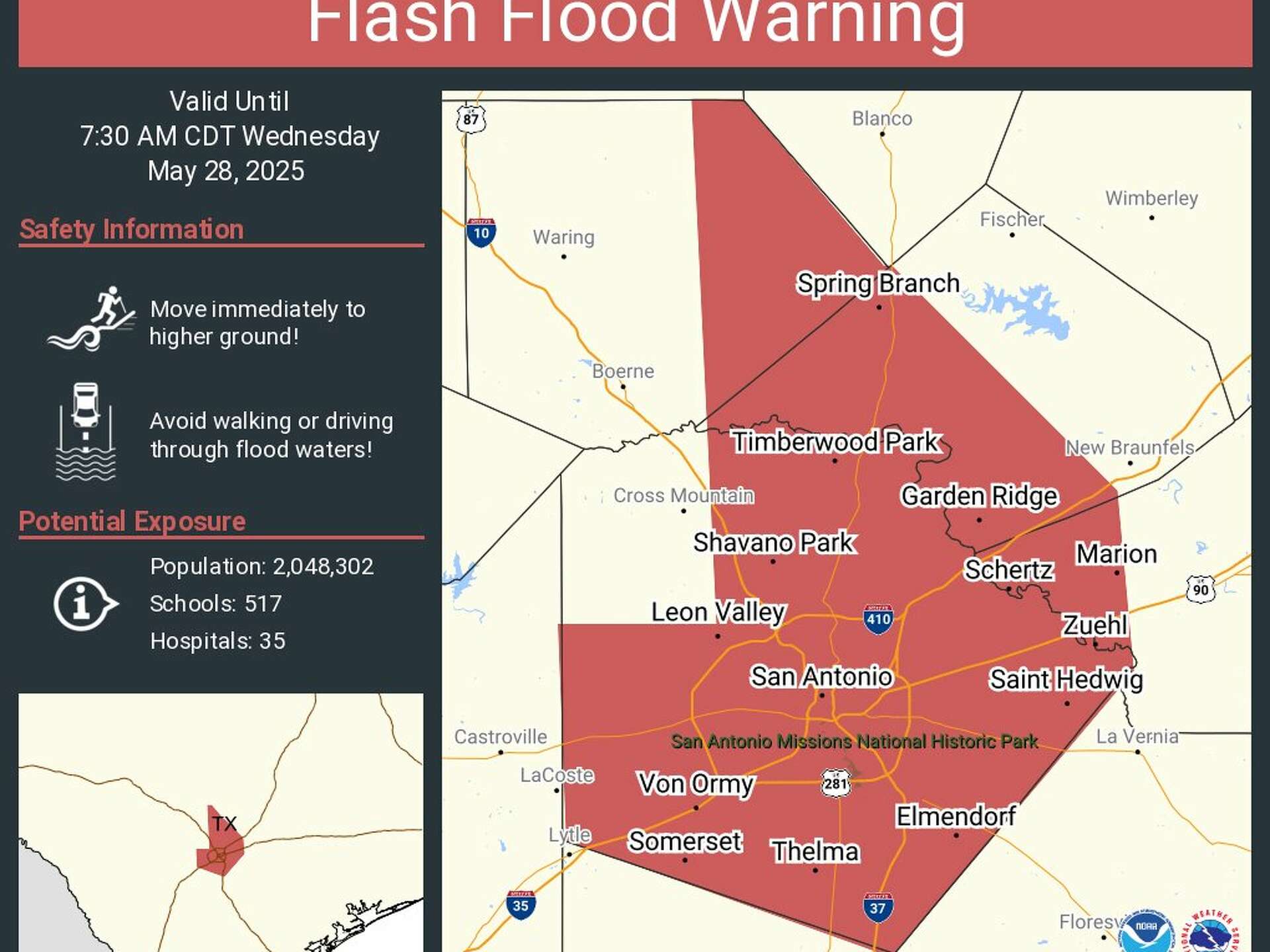 Flood warning extended, will San Antonio get more rain today?