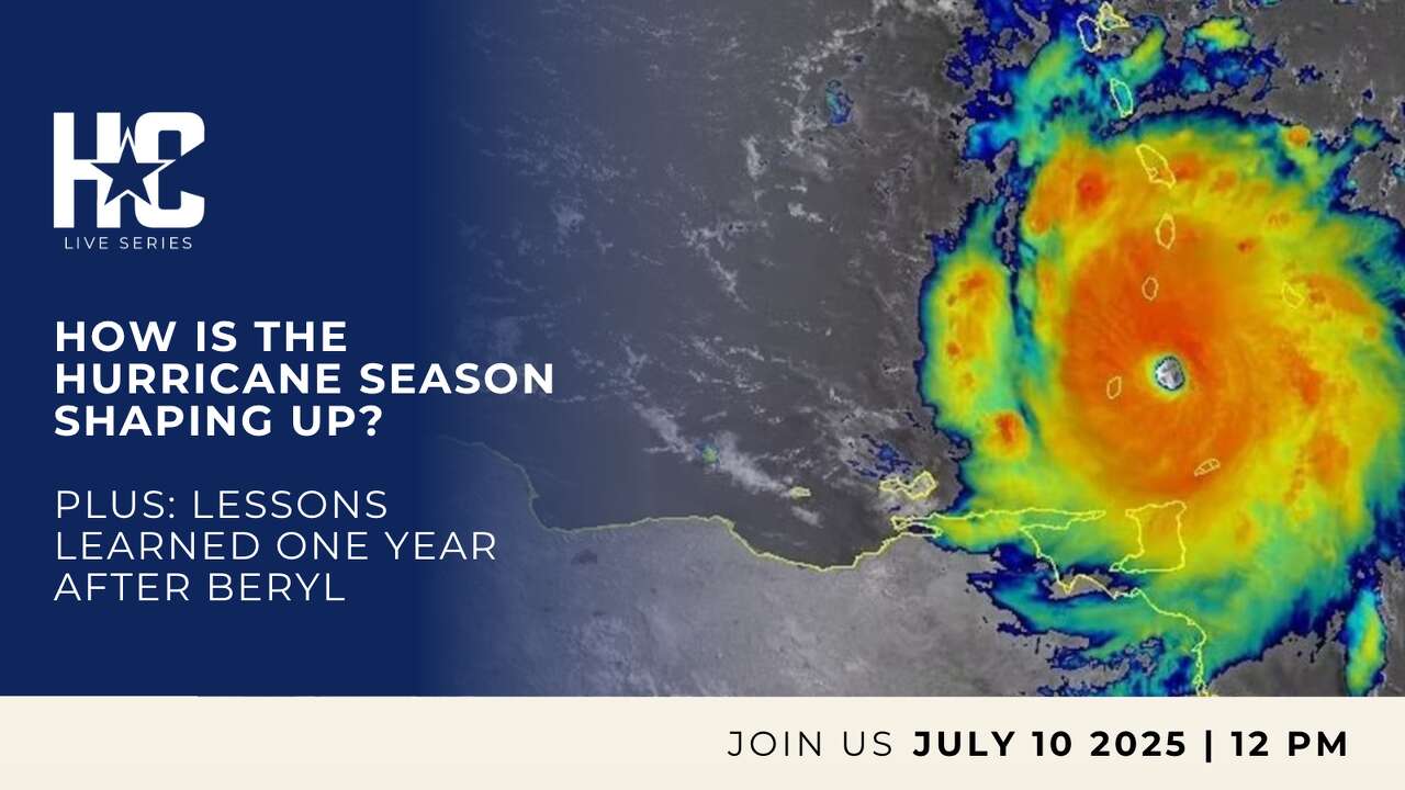 Promotional image for live virtual event on hurricane season