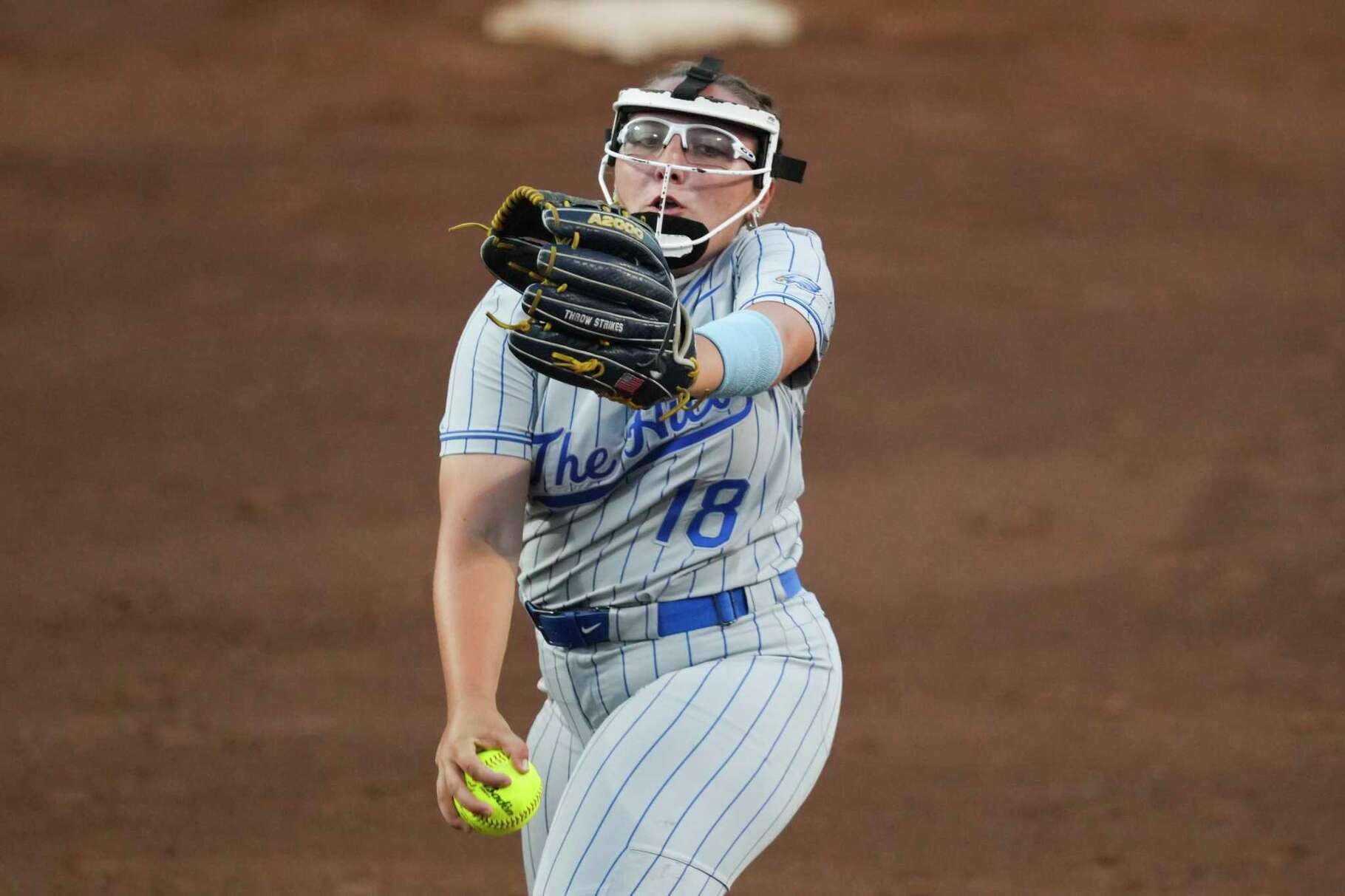 Barbers Hill starting pitcher Macie Bryant delivers in the first inning of the Class 5A Division 1 championship during the UIL State Softball Championships in Austin, Friday, May 30, 2025.