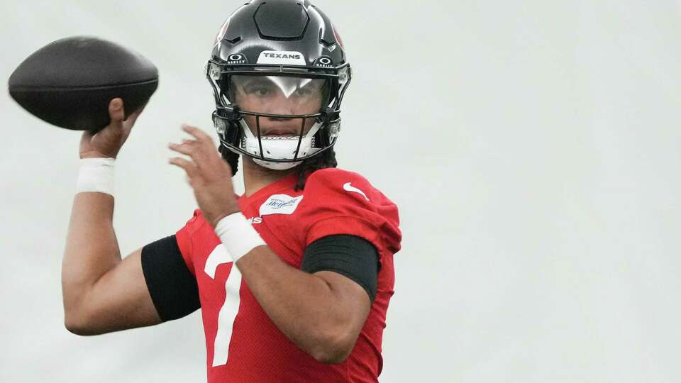 Houston Texans quarterback C.J. Stroud (7) passes the ball during the team's minicamp at Methodist Training Center in Houston on Wednesday, June 11, 2025.