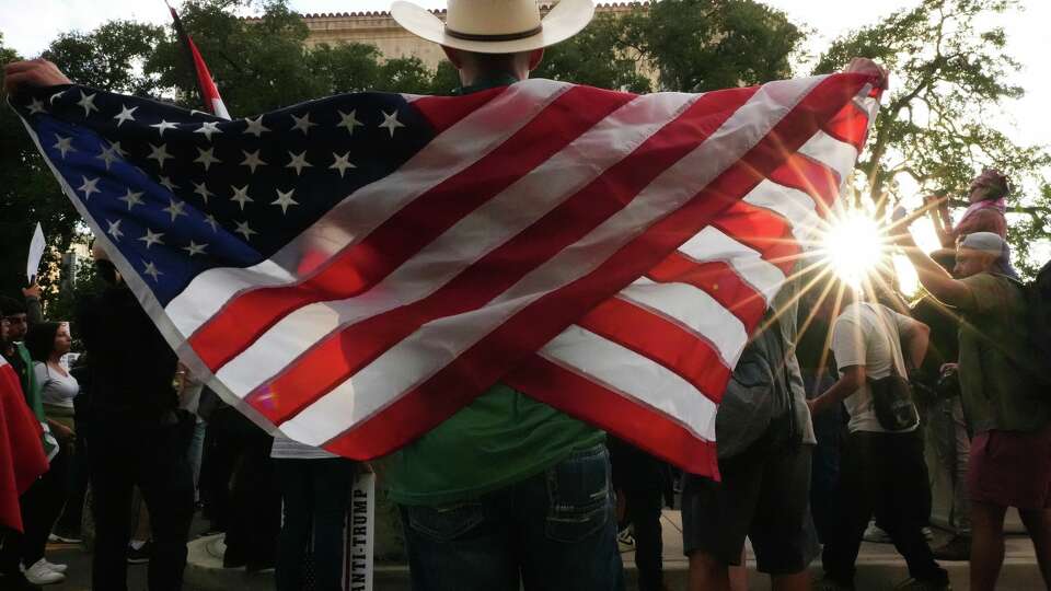 Anti-ICE protesters march in downtown San Antonio, Wednesday, June 11, 2025.