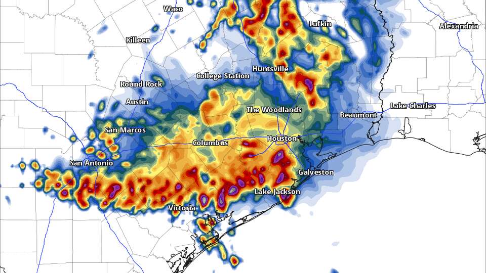 Shown is the High Resolution Rapid Refresh model's depiction of how radar could look Thursday at 9 a.m.