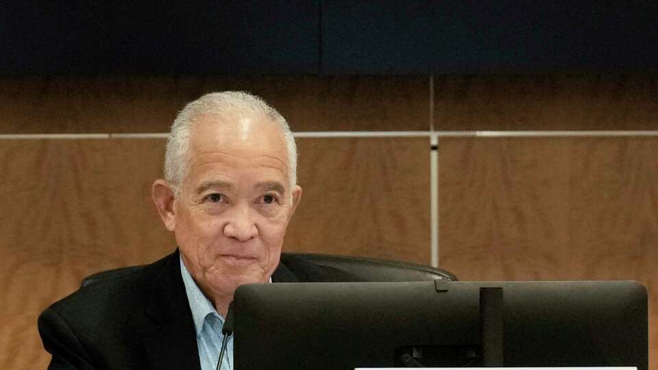 Houston Independent School District Superintendent Mike Miles is photographed during a board meeting at Hattie Mae Educational Center in Houston, Thursday, June 12, 2025.