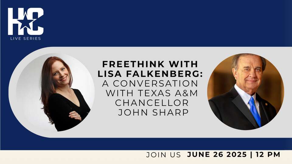 Lisa Falkenberg and A&M University Chancellor John Sharp.