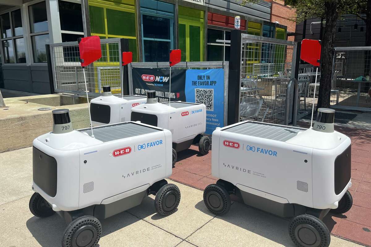 Delivery robots at an H-E-B in Austin.