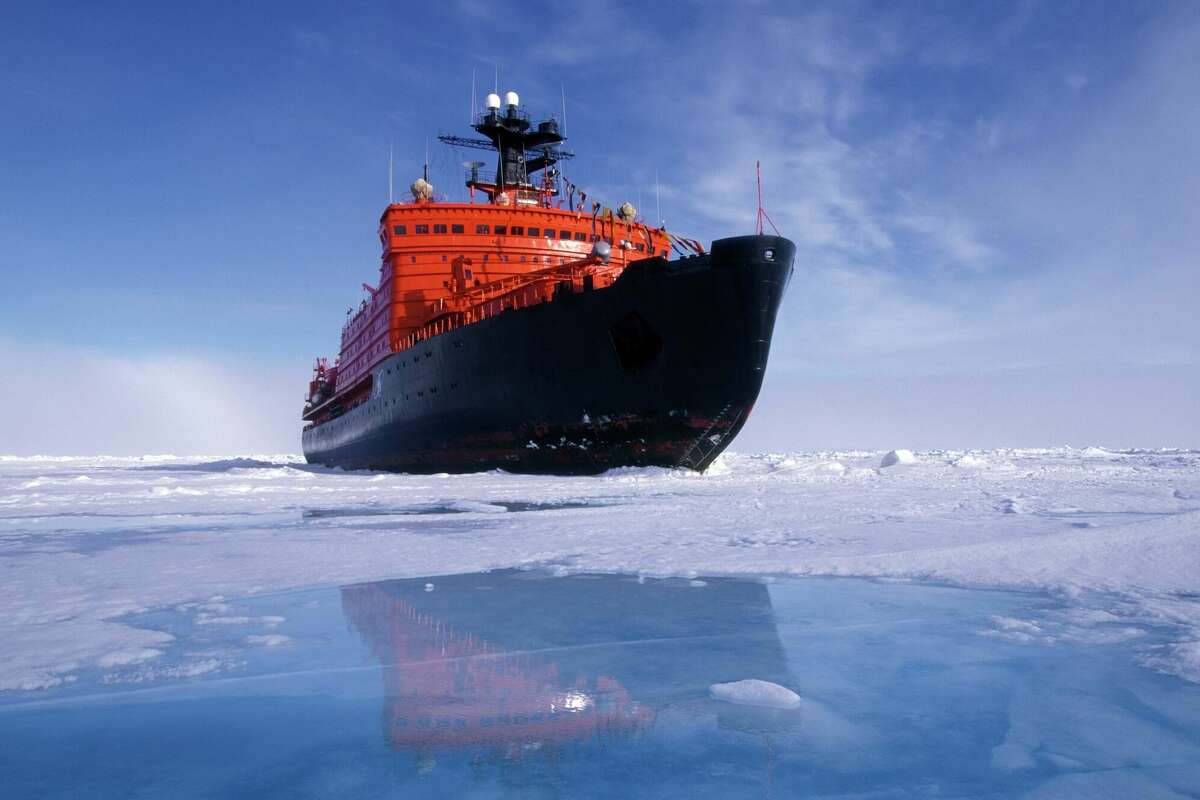 Canadian shipbuilding firm Davie plans to overhaul shipyards in Port Arthur and Galveston to produce icebreaking ships, part of a strategy to counter the Russian fleet's (seen above) heavy advantage around the Arctic Circle.