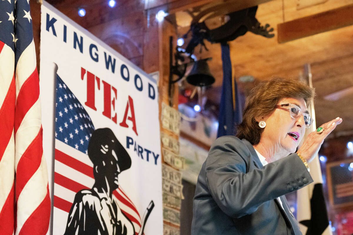 Former Harris County District Attorney Kim Ogg speaks during a Kingwood Tea Party meeting in September, 2024, in Atascocita.