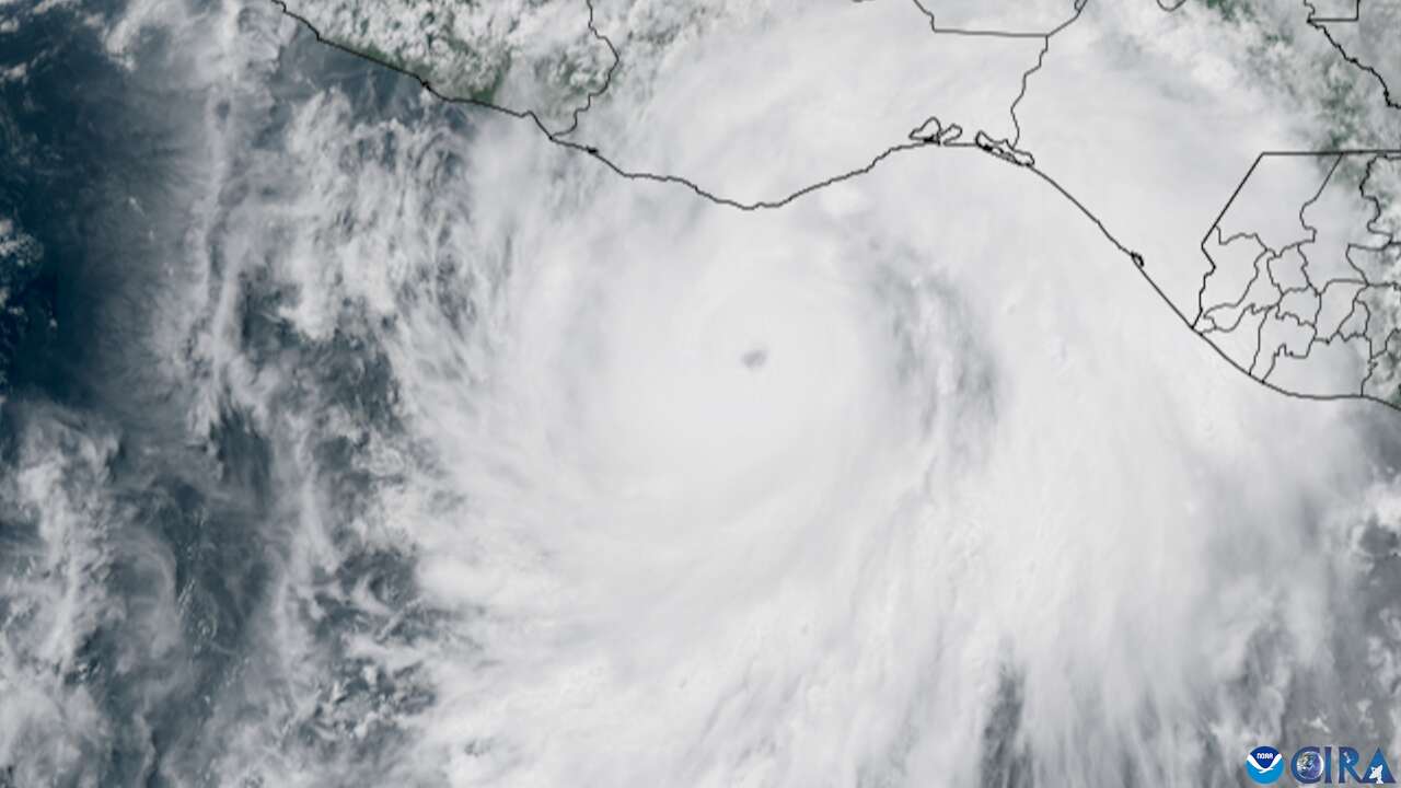 This weather satellite photo taken last Tuesday shows Hurricane Erick approaching the southern Pacific coast of Mexico. Erick had become as strong as a Category 4 hurricane with winds of 145 mph, but Erick made landfall as a Category 3. Erick was the earliest major hurricane on record to make landfall on Mexico's Pacific coast.