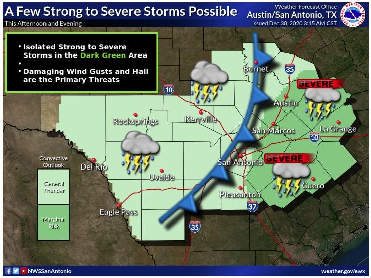 Austin forecast for Wednesday: Storms, chilly winds with cold front