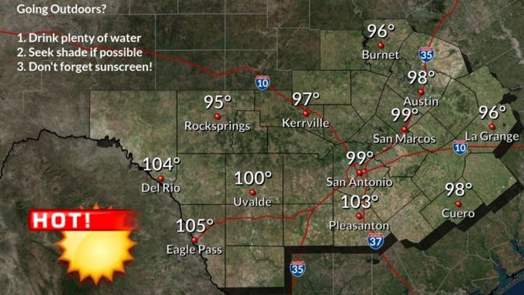MEMORIAL DAY FORECAST: Hot and dry, with a 103 heat index
