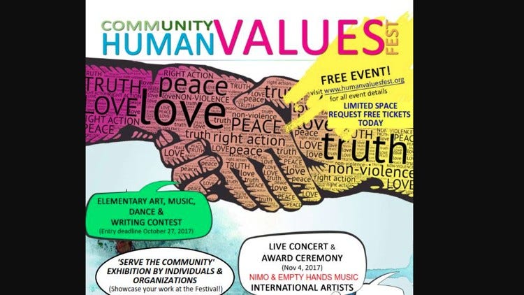 Human Values Fest: Kids can submit art, music, dance, writing for contest