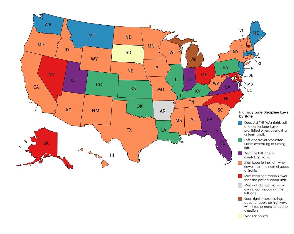 Left Lane. Class Driving in the left lane: A state-by-state guide to when it's legal ...