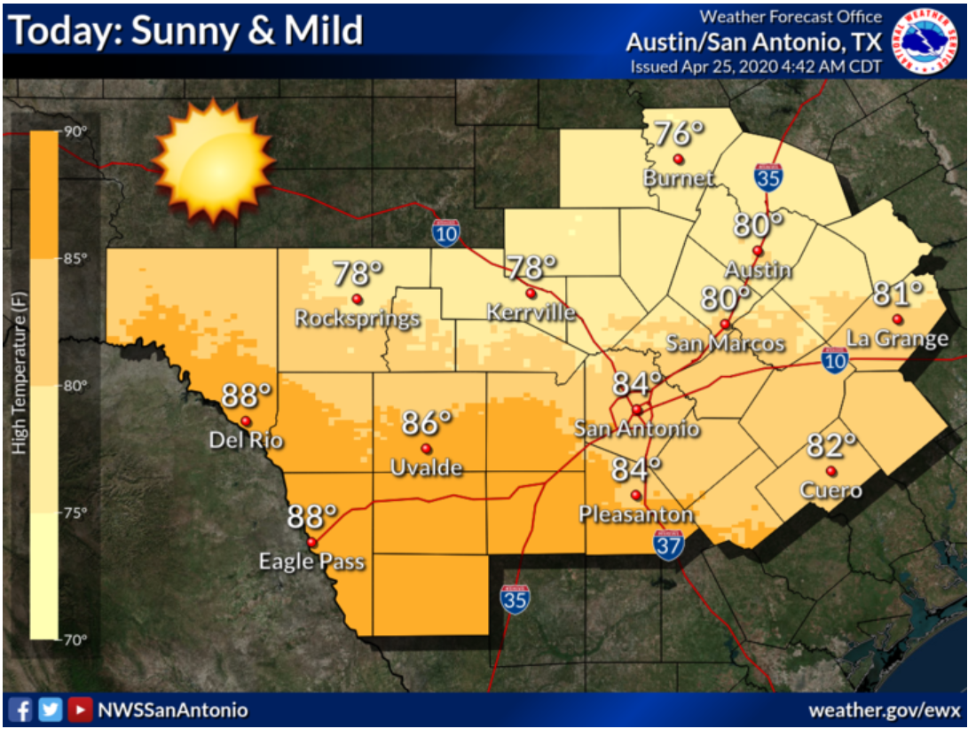 SATURDAY FORECAST: Sunny skies with high temperatures in the 70s