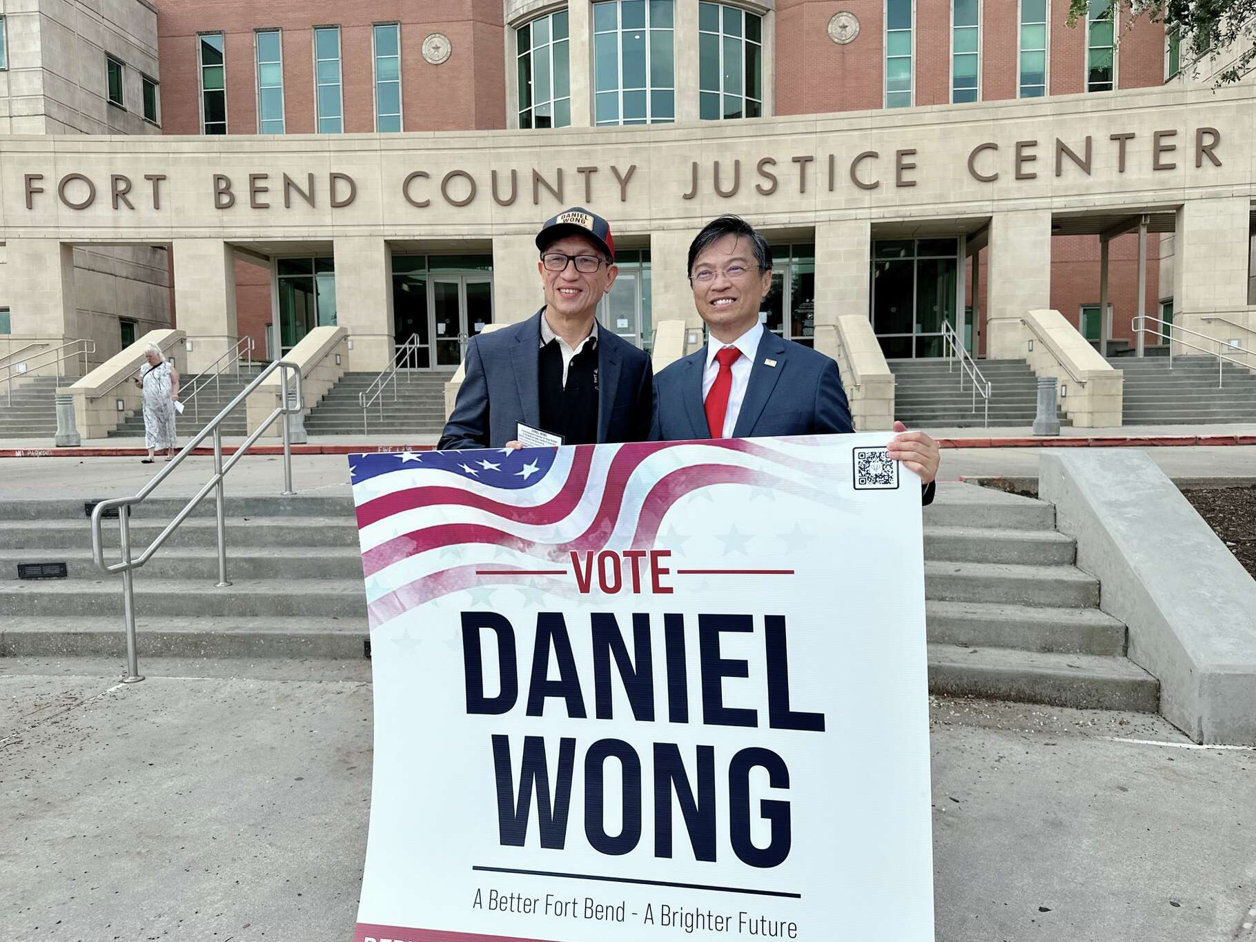 Daniel Wong announces his candidacy for Fort Bend County Judge at the Fort Bend County Justice Center on June 14, 2025 in Richmond.