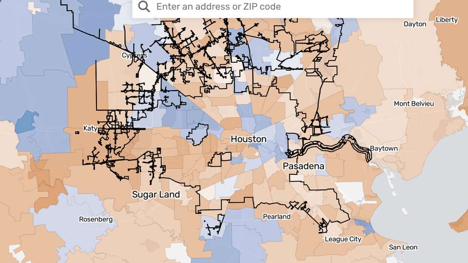 Change in Houston working population, mapped.