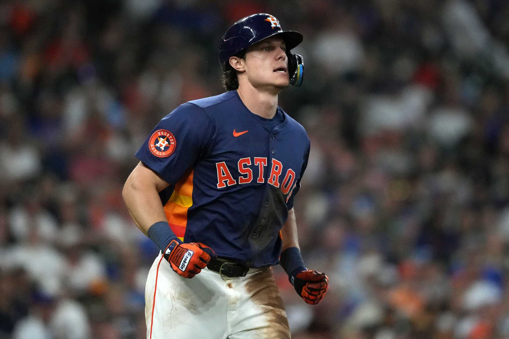 Astros outfielder Jake Meyers leaves early with calf injury