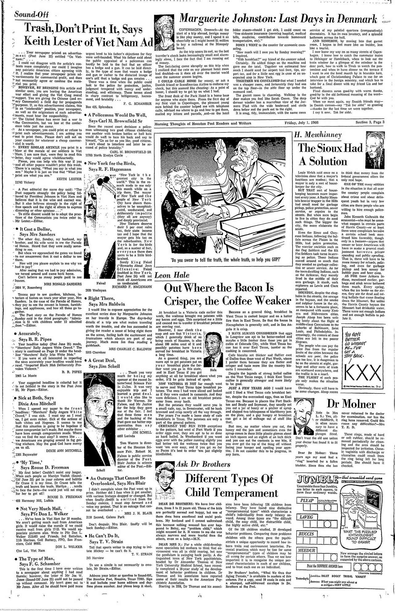 Houston Post, July 1, 1966.
