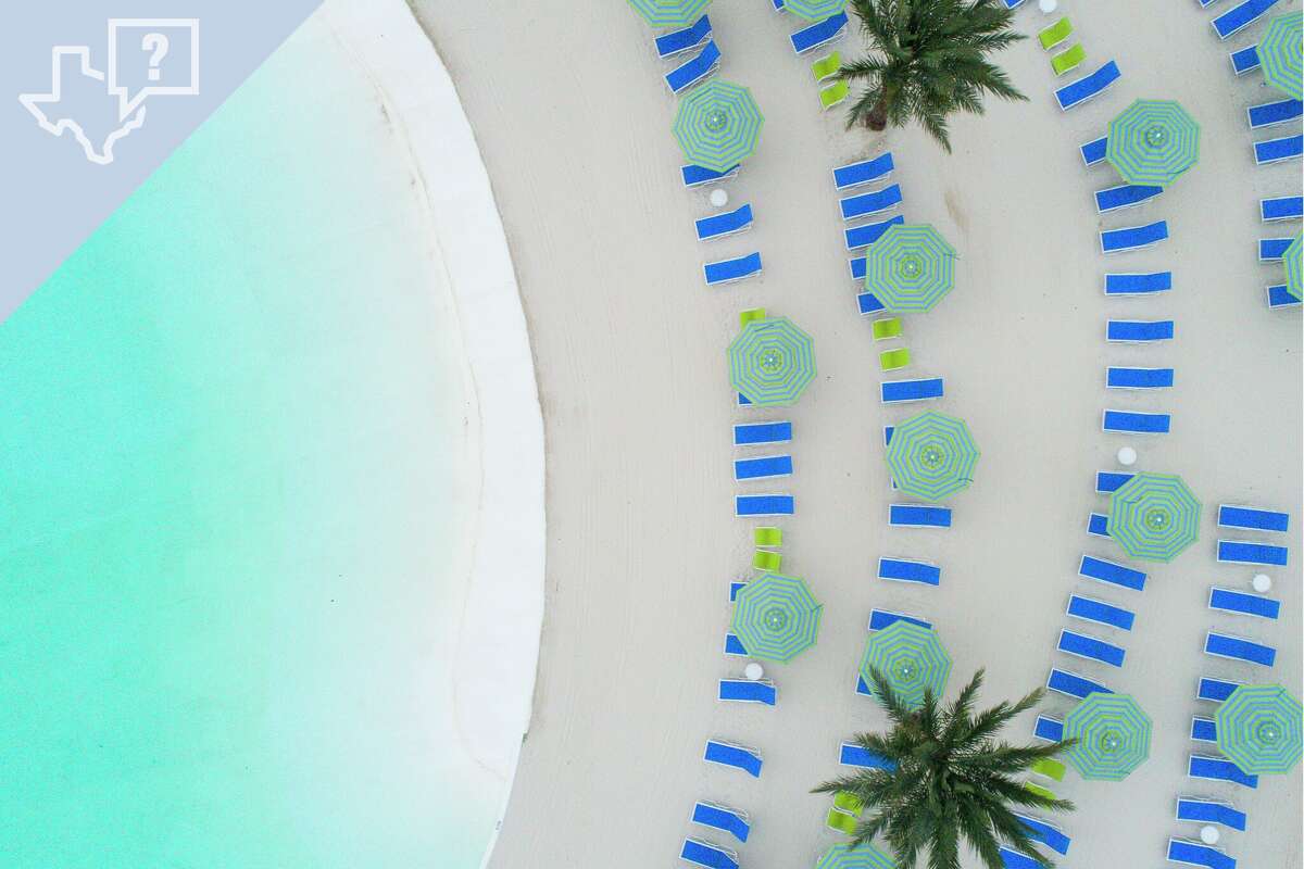 The lagoon amenity in the Balmoral development is comprised of several separate pools and white sand beaches in Humble.