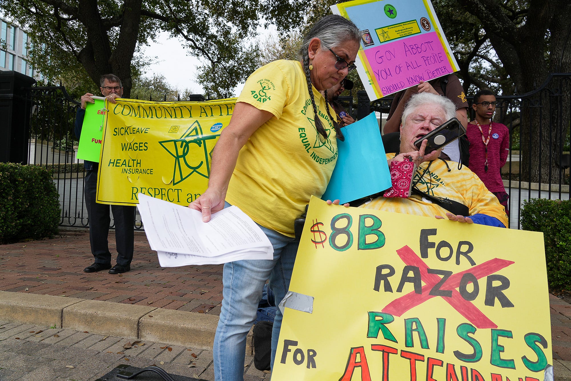 Disabled rights advocates press Texas Gov. Abbott to raise caregiver pay