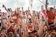 Texas fans watch the Red River Rivalry at the Austin City Limits Music Festival in Zilker Park, Friday October 12, 2024.