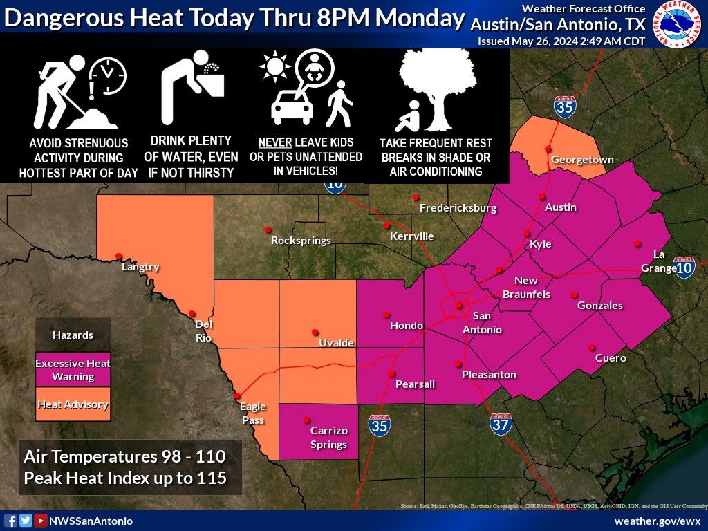 Austin to see maximum heat index of 114 degrees over holiday weekend