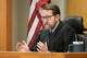 Judge Ryan Larson presides over a hearing about a protective order against Kansas City Chiefs player Xavier Worthy at the Williamson County Justice Center in Georgetown Tuesday April 1, 2025.